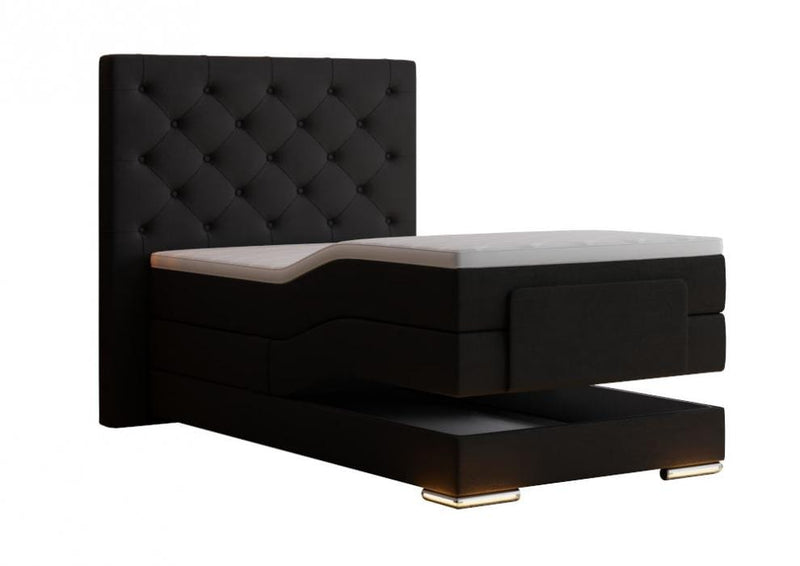 Boxspringbett Mailand XL Chesterfield elektrisch Schwarz Gewebestoff - WohnenRoyal