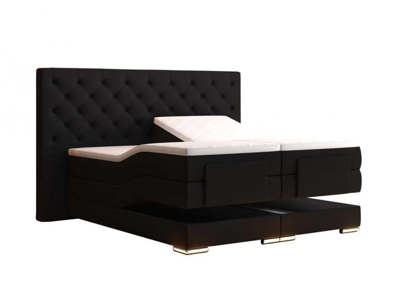 Boxspringbett Mailand XL Chesterfield elektrisch Schwarz Gewebestoff - WohnenRoyal