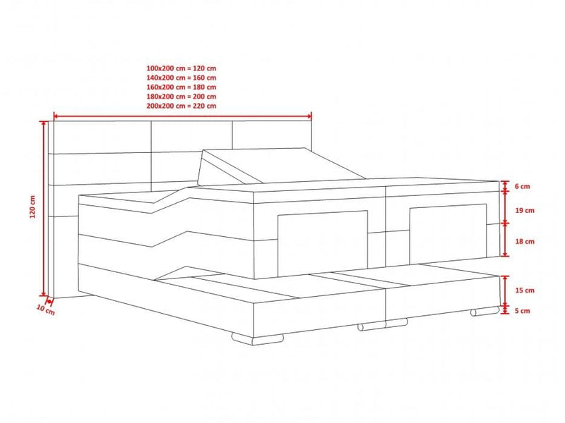 Boxspringbett Rouma Wr. elektrisch Schwarz Gewebestoff - WohnenRoyal