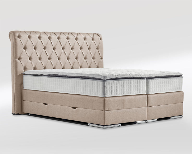 Boxspringbett Baron Jr. Chesterfield mit Bettkasten Gewebestoff - WohnenRoyal