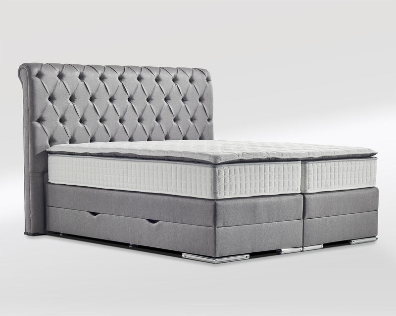 Boxspringbett Baron Jr. Chesterfield mit Bettkasten Gewebestoff - WohnenRoyal