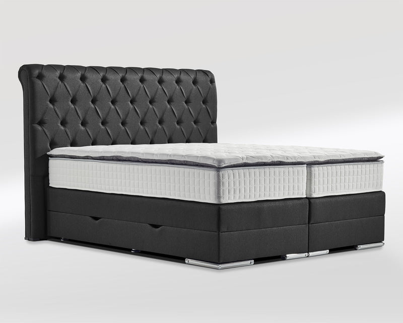 Boxspringbett Baron Jr. Chesterfield mit Bettkasten Gewebestoff - WohnenRoyal