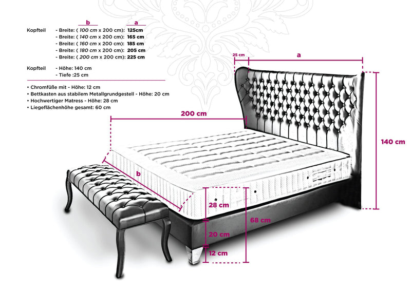 Boxspringbett Floransa - Anthrazit Kunstleder - 100 x 200 cm - WohnenRoyal